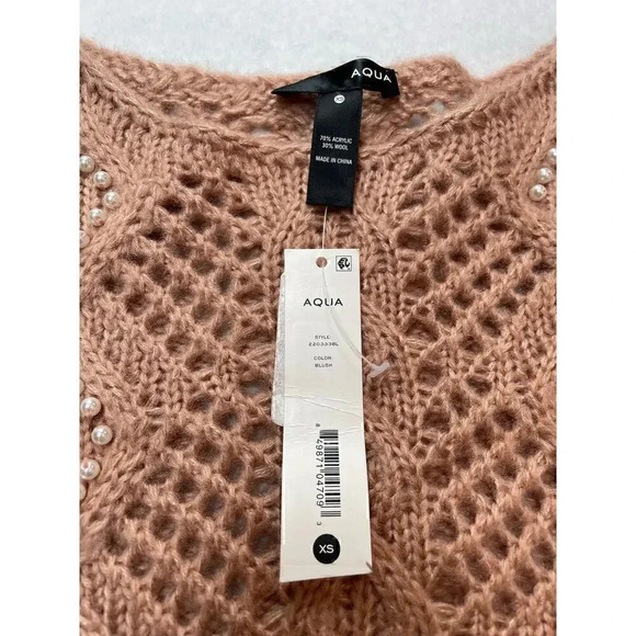 Aqua NWT knit sweater with pearl embellishments. XS - Picture 4 of 4